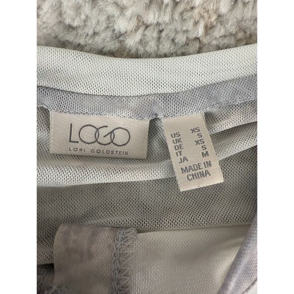 Logo Lori Goldstein Size XS Sheer Stretch Tie Dye Top Gray Button Long Sleeve - Picture 7 of 10